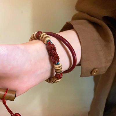 2023 Women's Zodiac Pixiu Beaded Bracelet with Coconut Shell & Cinnabar