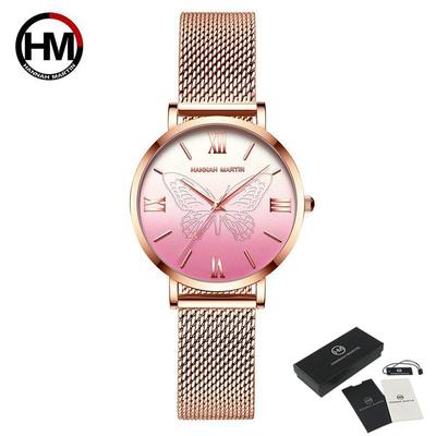 Dámské hodinky 3D Butterfly Dámské Quartz Hodinky Japonský Quartz Strojek Ocel Top značka Luxusní Vodotěsné náramkové hodinky