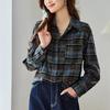 Sausage Dog Plaid Shirt for Women Long-sleeved Spring and Autumn Clothes New Style Hong Kong Style Retro Top