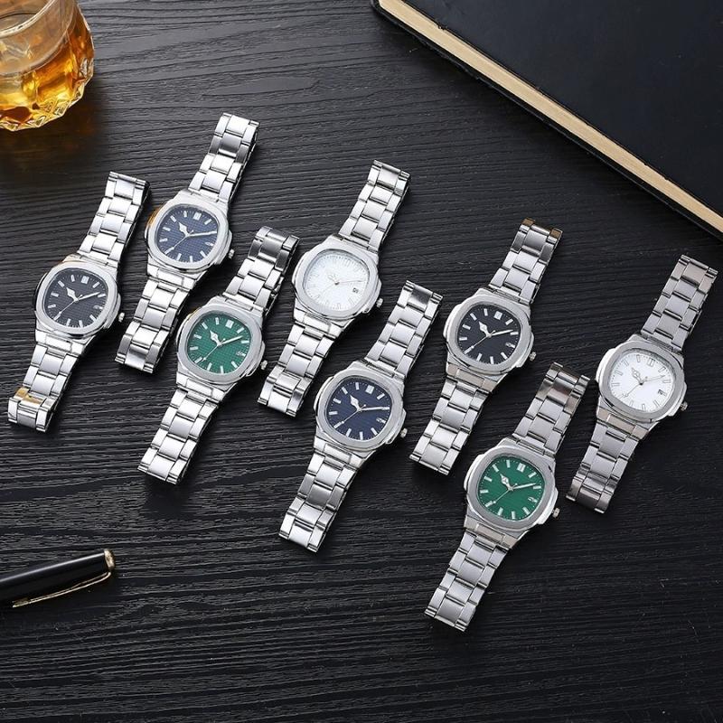 Fashion Business Man Watch Luxury Men'S Quartz Wristwatch Stainless Steel Date Man Clock Square Business Watches For Men Gift