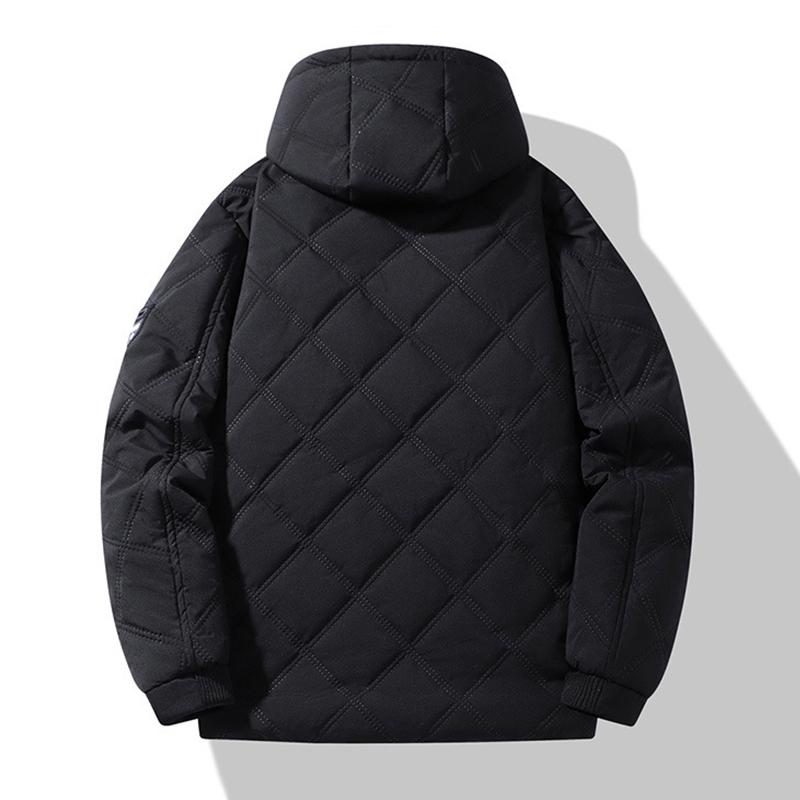 Men’s Winter Coats Windproof Hood Cotton Jackets Fleece Lined Quilted Thicken Parka Snow Coat Ski Outdoor Wear Oversized Outwear