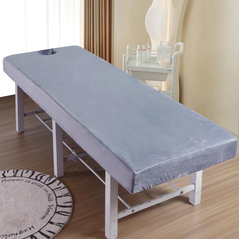 Crystal Velvet Thick Bed Cover Simple Beauty Bed Covers Massage Bed Cover for Hospital Hotel Beauty Salon with Open Hole
