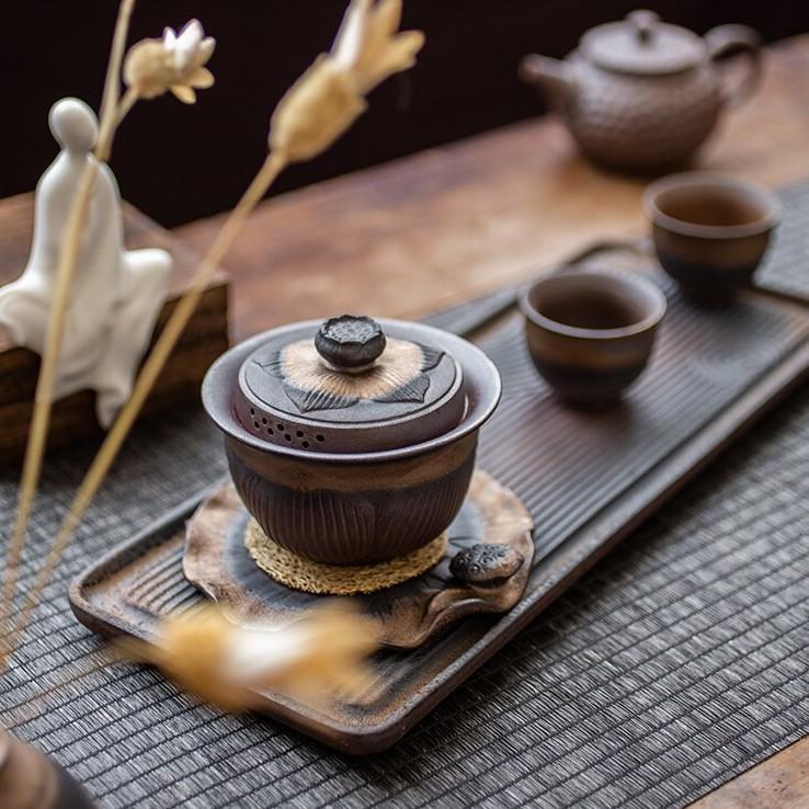 170ml Ceramic Gaiwan Vintage Tea Cup Japanese Style Tea Bowl