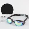 Adult Waterproof Four-Piece Swim Set: Anti-Fog Electroplated High-Definition Goggles with Swim Cap.
