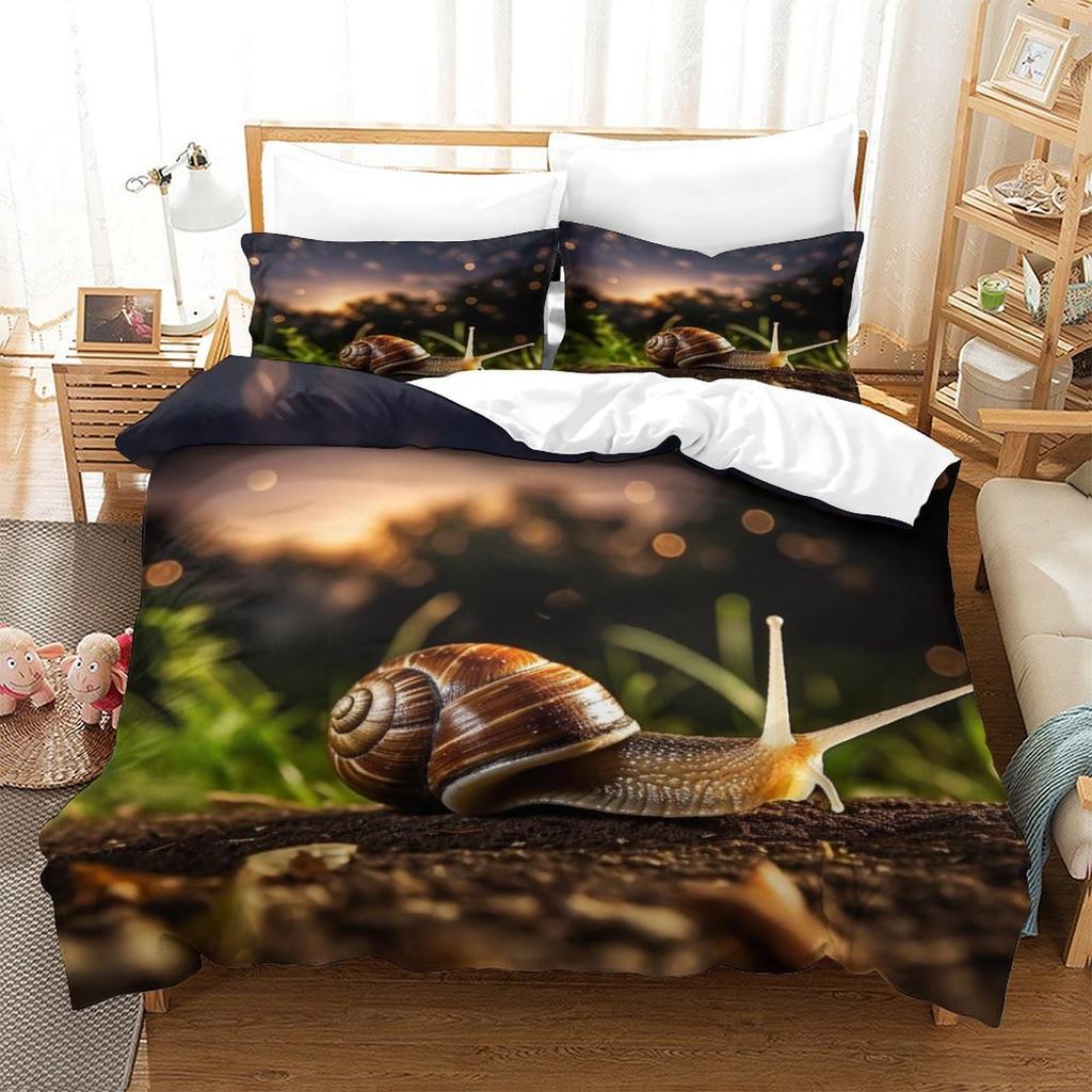 Snail Duvet Cover Sets For Kids Queen Size Lightweight Down Quilt Covers  Bedroom Decor 2 Pillowcases 1 Duvet Cover No Comforter