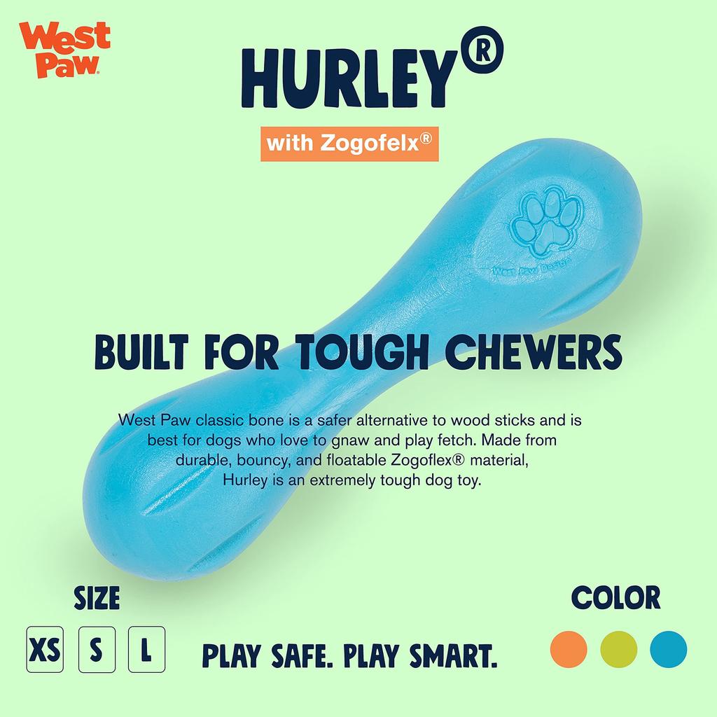 West Paw Zogoflex Harley Durable and Unbreakable Chew Toy for Dogs Size (Aqua Blue, Small)