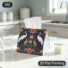 1pc Tissue Box, Ornate Folk Art Cranes Leopards Floral Symmetrical Pattern, 2D Flat Printing, Multi-Use, Durable Construction, Tissue Bag, for The Din