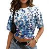 Women's Crew Neck Pullover T-Shirt Floral Print Short Sleeve Casual Loose Fit Top Lightweight Summer Tee