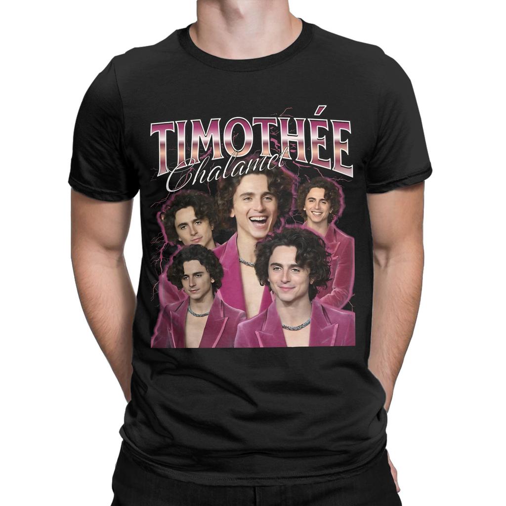 Timothee Chalamet American Actor Cotton TShirt For Mens Summer Classic TShirts ONeck Hippie Tees Oversized Pattern Clothes
