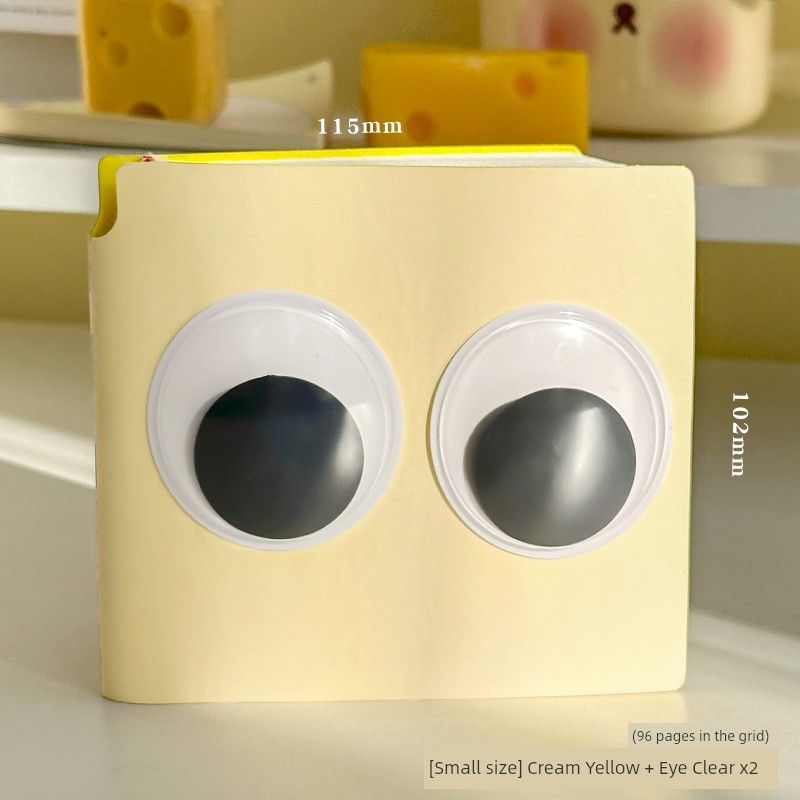 

Large-Eye Leather Square Book Notebook Book Thickened Good-looking Notepad Student Postgraduate Entrance Examination Small Book Grid Noteboy [Small size] Cream yellow-send eye patch