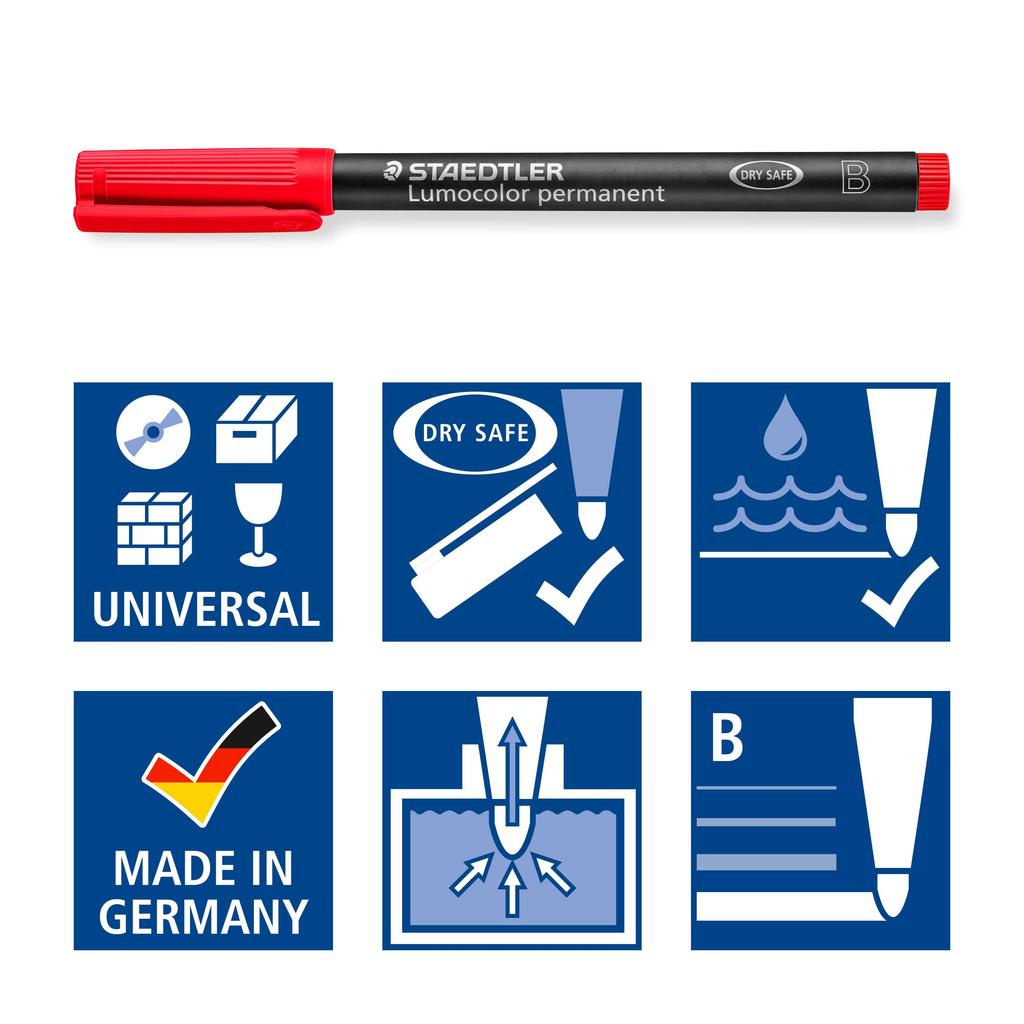 STAEDTLER Permanent Marker Lumocolor 314 WP6 Broad 6 Colors