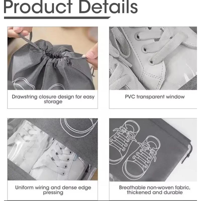 10PCS Shoe Storage Bag Non-Woven Waterproof Travel Organizer Drawstring Pouch Hanging Closet Bag for Cloth Shoe Dustproof Portable Bag