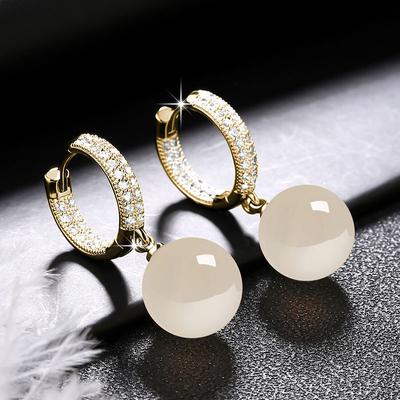 Echt 14K Gold 8 10 12 14 Mm Perle Ohrring Frauen Orecchini Aros Mujer Oreja Silber 925 Perle Schmuck Drop Ohrringe box Frauen