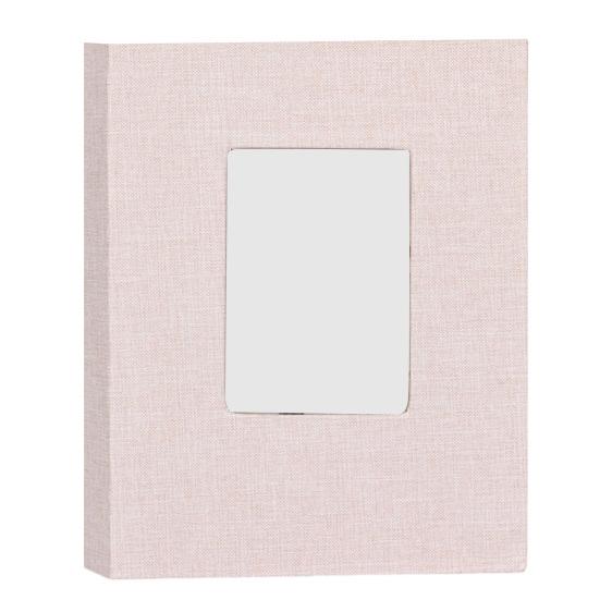 Stoff-Fotoalbum mit 208 Taschen Einsteck-Fotoalben Leinenbezug Erinnerungsbuch mit Frontfenster für Familie Jahrestag Urlaub Hochzeit Baby