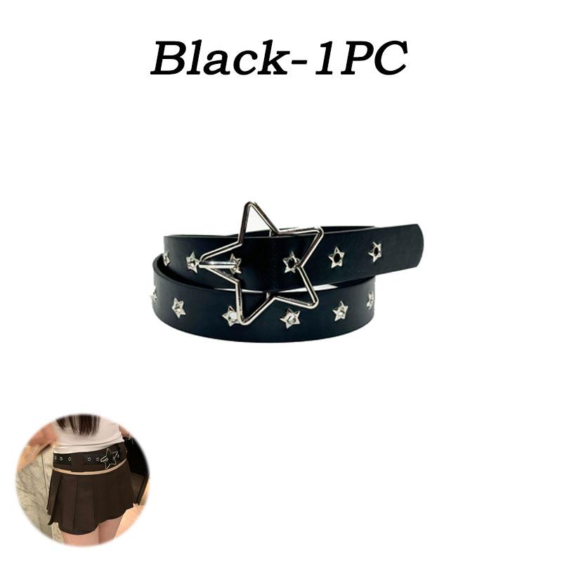 Punk style star buckle decorative belt with multiple holes, small star shaped eyes, multifunctional belt, suitable for fashionab