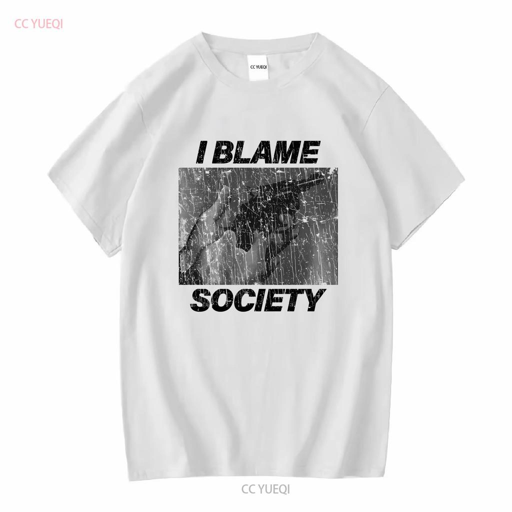I Blame Society Revolver 1993 Vintage Mens T Shirt Long or Short Sleeves Vintage Washed Unisex Soft Designer Clothes Fashion