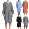 Men Jubba Thobe Solid Color Pajamas Fashion Solid Color Loose Muslim Robe Long-sleeved Nightgown Bathrobes Mens Muslim Kaftan