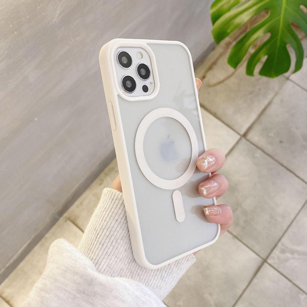 Transparent Magnetic Macaron Case for iPhone 16 Pro Max/iPhone 15, Silicone, Acrylic, Drop-proof