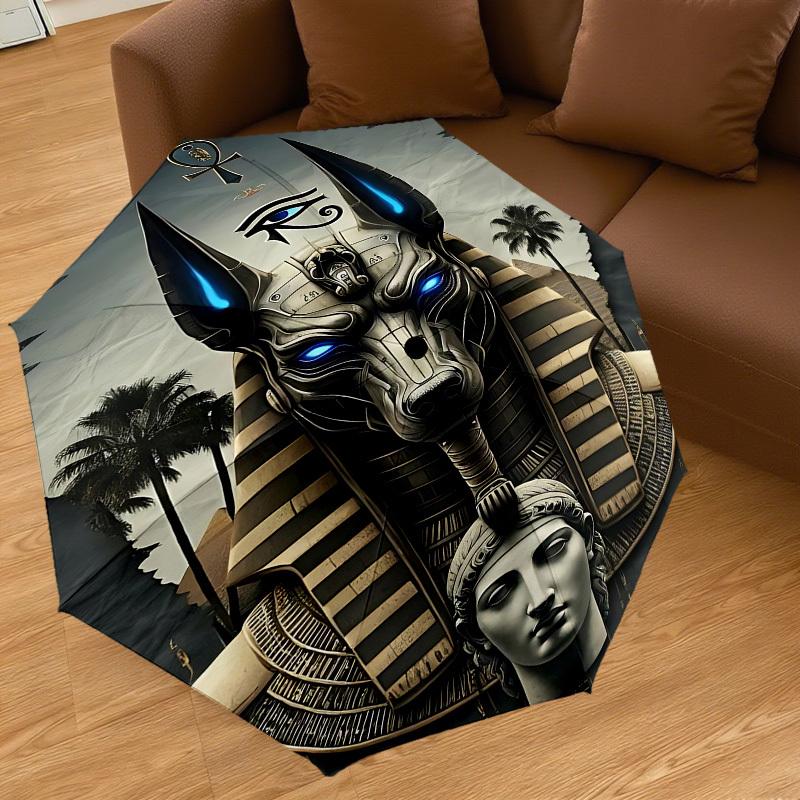 1 Stück Ägyptischer Anubis Regenschirm - 8 Speichen verstärkt, Automatisches Öffnen, Leicht & Langlebig, Süßes Modeaccessoire für den Außenbereich, Strand oder Freizeit, Strand U