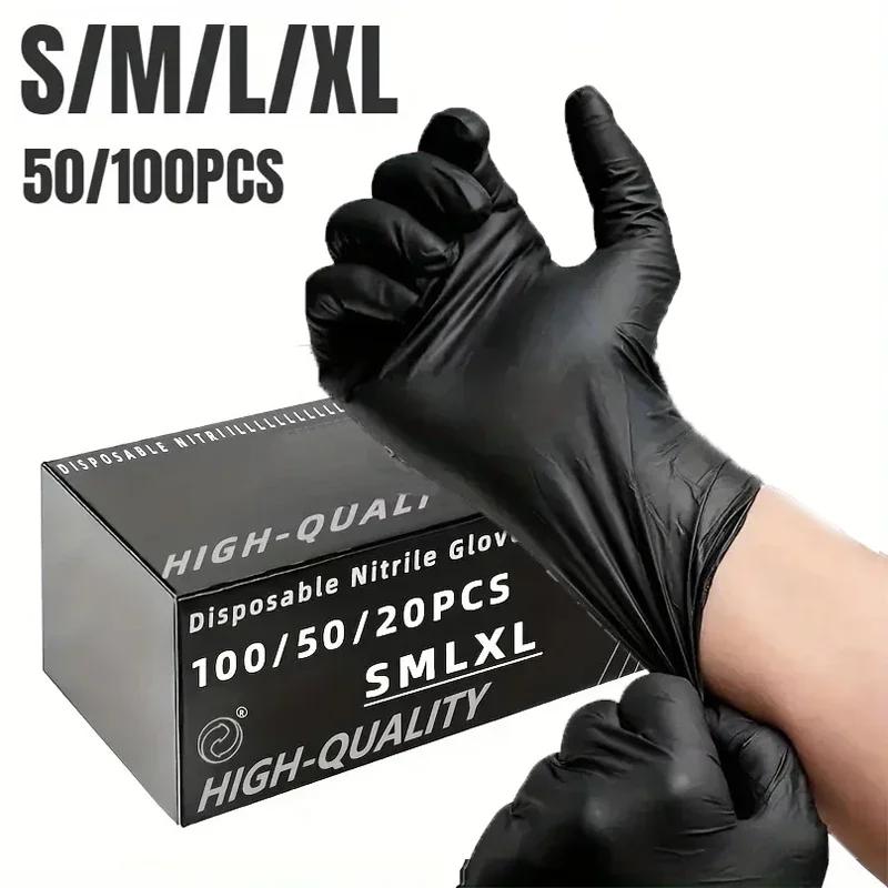Disposable gloves, black nitrile food grade nitrile, anti slip, waterproof, and oil resistant gloves