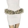 Cós Elegante para Mulheres de Pelúcia Luxuosa Cor Maillard Cinto Retro Estiloso Punk com Tachas