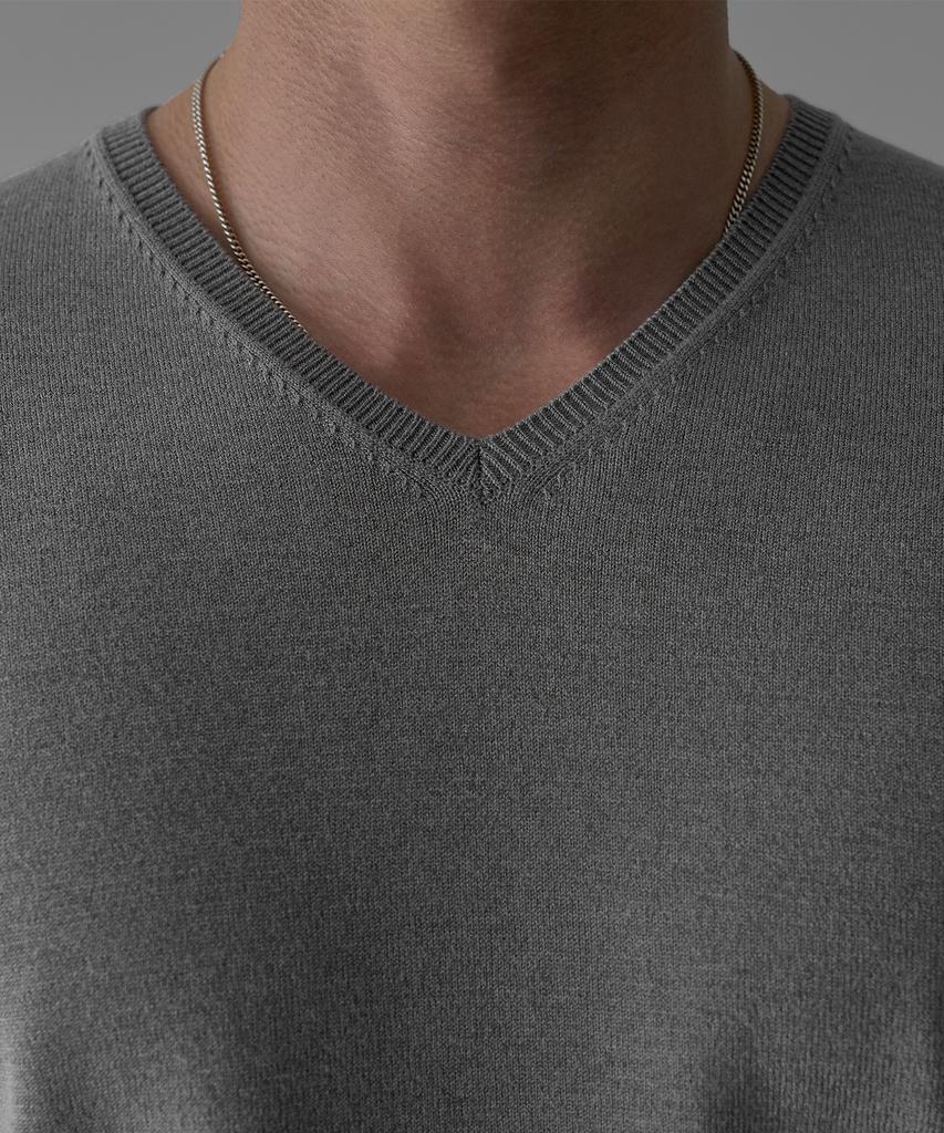 Baulopeulodeogteu Fine V-Neck Knit [Gray]