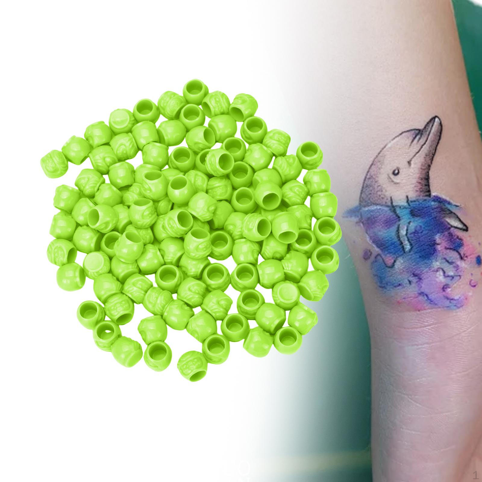 

200 Pieces Permanent Makeup Container Cap Ink Holder, Disposable, Convenient Durable Pigment зелений