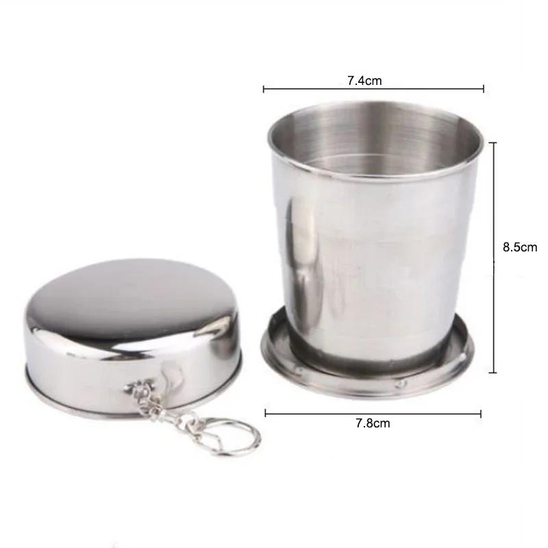 Portable Stainless Steel Folding Cup Telescopic Mug for Tea Camp Utensils Tableware Folded Cup Outdoor Camping 75ml/150ml/250ml