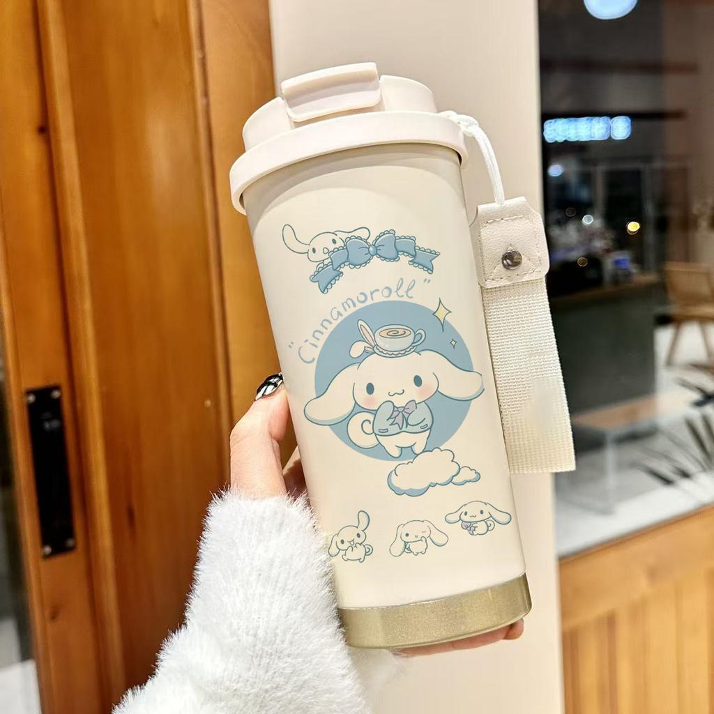 Kubek do kawy Labubu kubek termosowy z stali nierdzewnej 316 o wysokiej wartości męski i damski kubek na wodę kreskówkowy kubek ze słomką do picia podwójnego