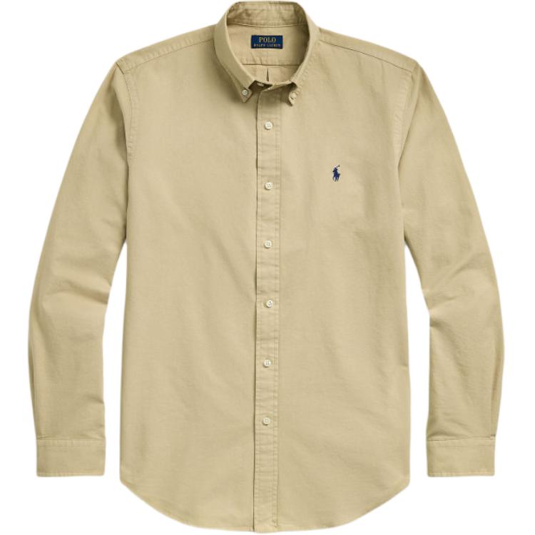 Polo Ralph Lauren Solid Color Single-Breasted Long Sleeve Shirt Men Shirts Khaki 710960612002
