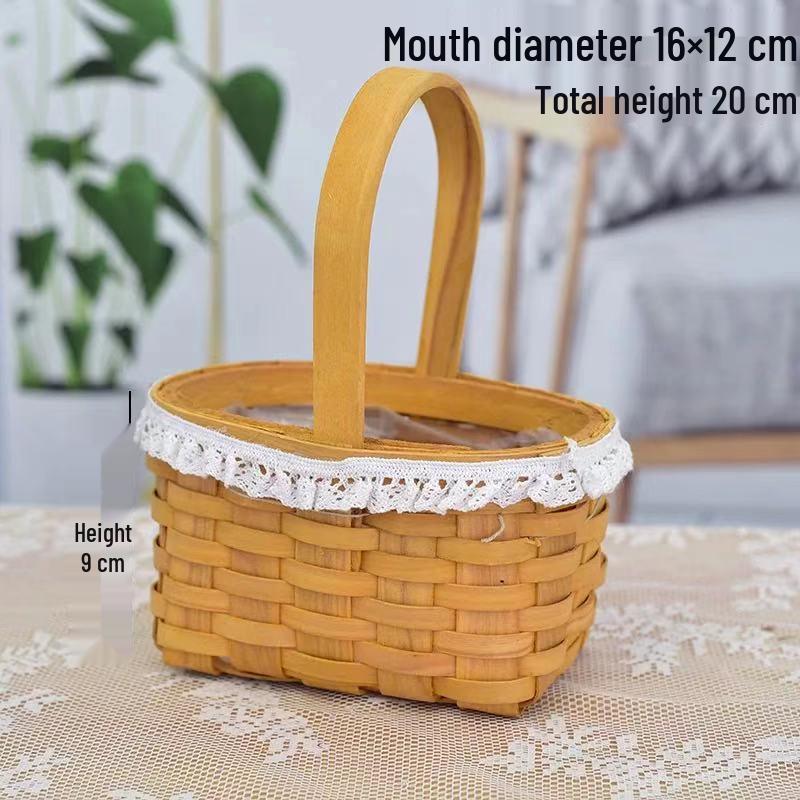 Large European-Style Bamboo Flower Basket for Arrangements - Handwoven Indoor Floral Storage Basket
