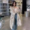 Korean Style Knitted Ruffle Trench Coat with Faux Fur Collar