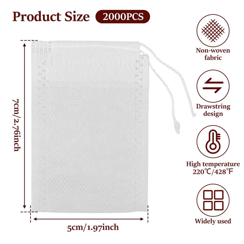 2000 Pcs Tea Leaf Filter Bag Heat Resistant Tea Filter Bag Bulk Coffee Filter Bags Disposable Tea Leafs Filters Bags for Office