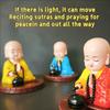 Solar Powered Buddhist Monk Head Nodding Car Dashboard Decors Ceramic Sculpture For Good Luck And Fortune