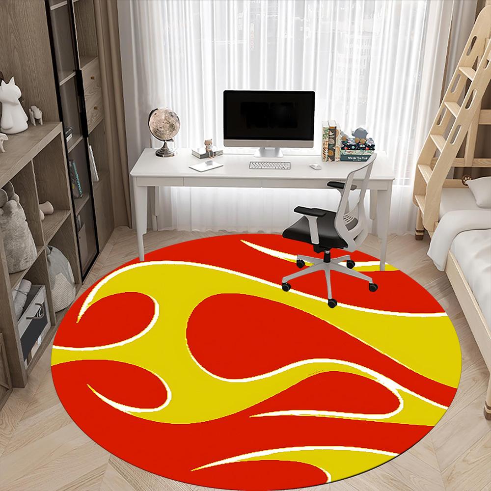 1pc Flame Wave Office Round Area Rug,  Mat Suitable For Office, Under Office Chairs Bedroom Living Room Home Decor, Room Deco