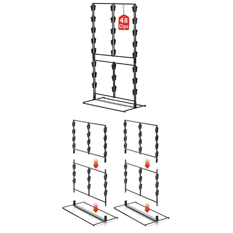 Metal Food Holder Rack With 48 Clamps 3 Layer Design Durable Carbon Steel Storage Unit For Retail Store Household Cooking Area Use