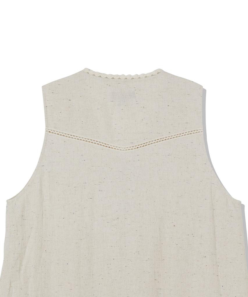 Penfield Flower Crochet Linen Vest Ivory_Fs2Wv03U