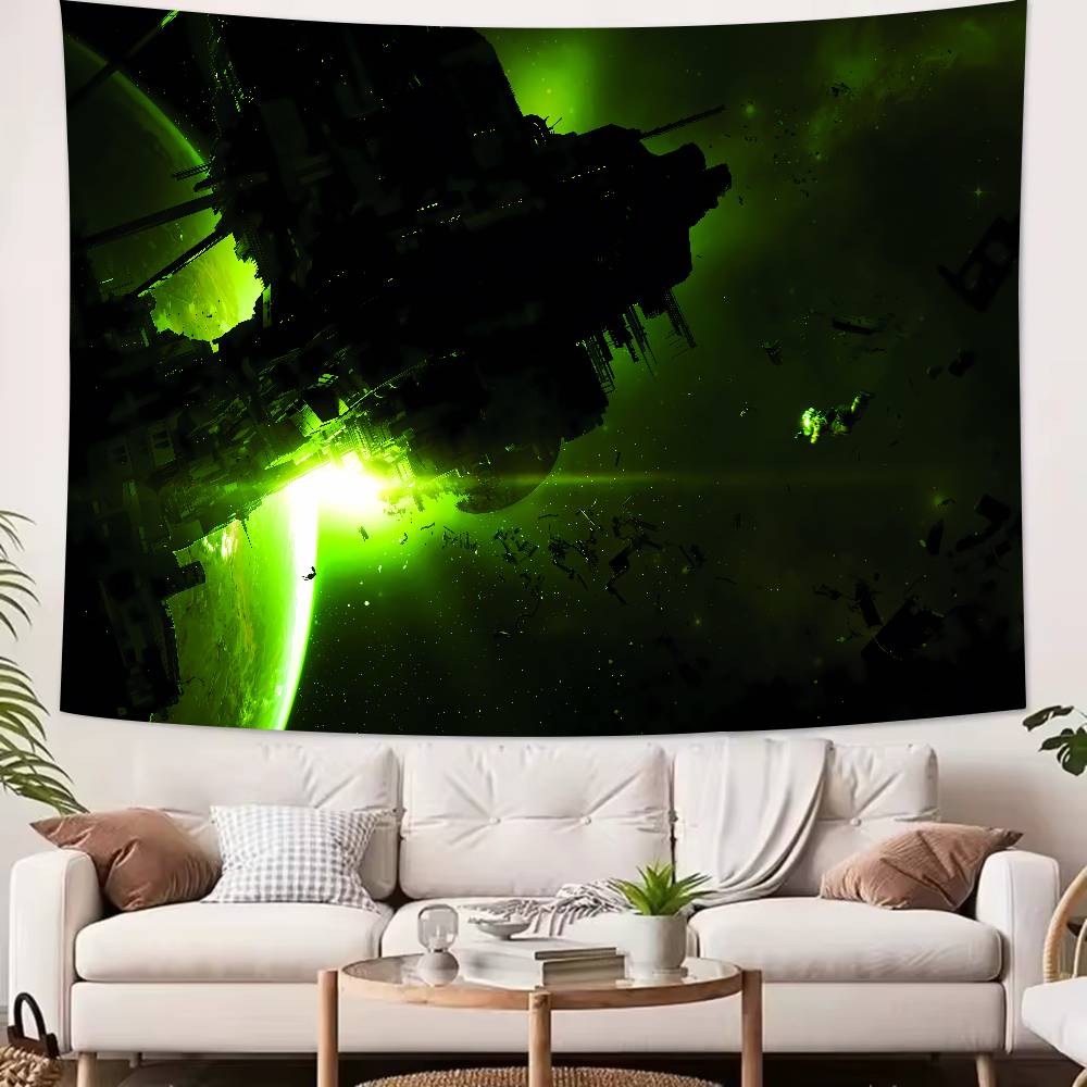 Science Fiction Horror Movie Alien Tapestry Decoration Bedroom Dormitory Background Cloth Holiday Home Living Room Club Tapestry