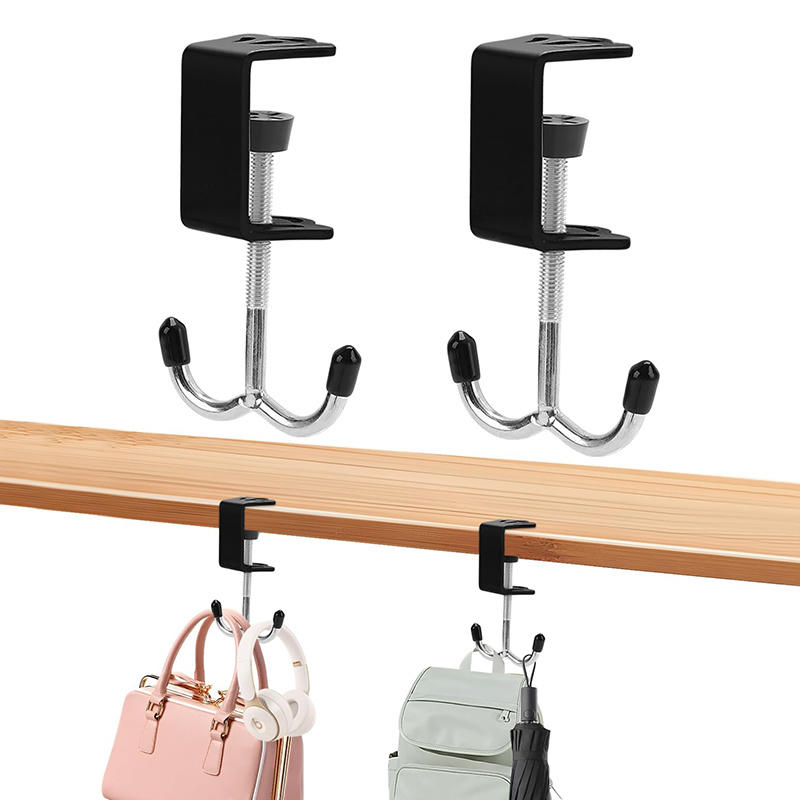 Removable Student Bag Hook No-Drill Strong Adhesive Hanger for Desk Side Portable Desktop Bag Holder for School Supplies