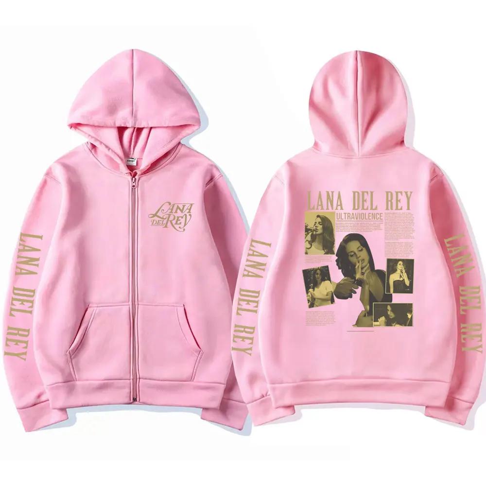 Nová Retro Lana Del Rey Mikina na zip Ultraviolence Hudební album Mikina s kapucí Pánská Dámská Módní Zip Oversized Streetw