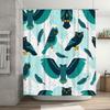 Whimsical Owl Bath CurtainVivid Blue Feather Print Shower Curtain with Moon Motif Perfect for Bathroom Decor