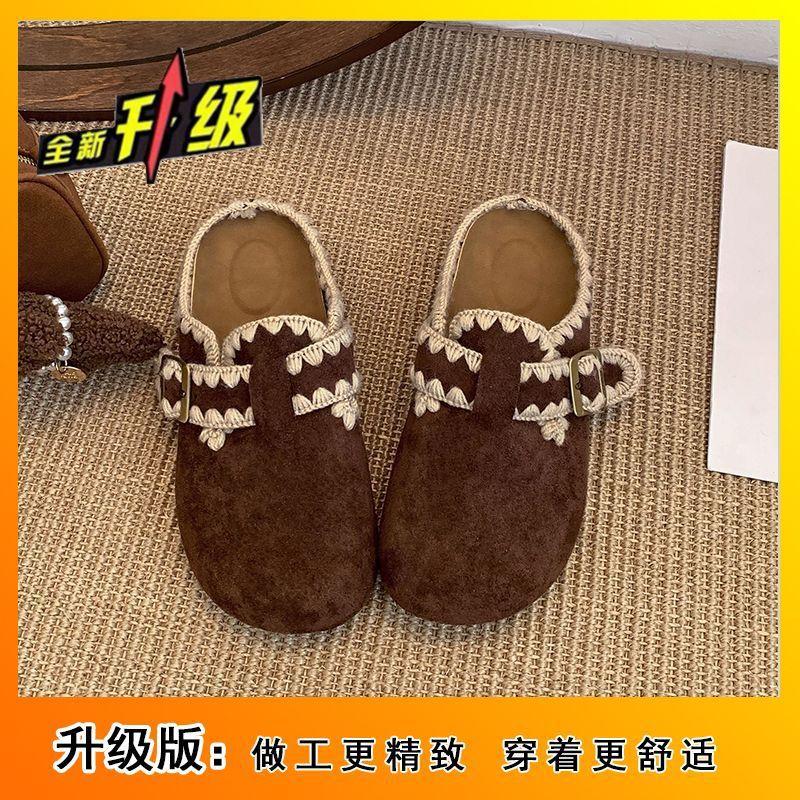 High-value one-pedal Birkenstocks 2025 autumn and winter new thick-soled heightening single shoes lazy bag head half drag women's outer wear