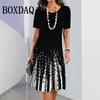 Plus Size Women Dresses Summer Fashion Gradient Printed Dress Casual Street Short Sleeve O-Neck Loose A-Line Dress Big Sizes