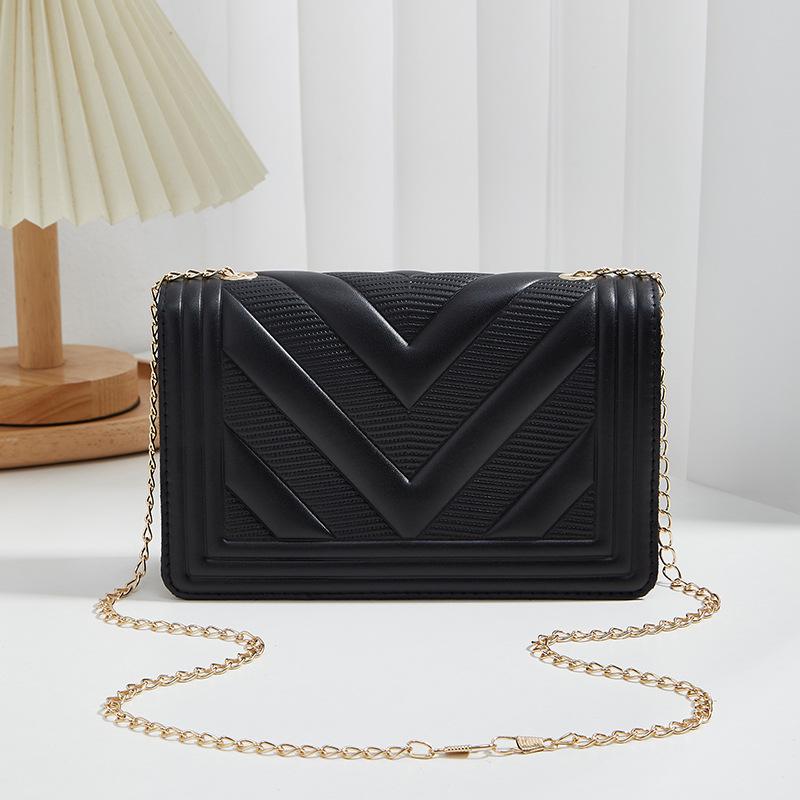 Women'S Pu Crossbody Bags V-Shape Embossing Adjustable Shoulder Straps Shopper Clutch Purses Solid Color Square Bag