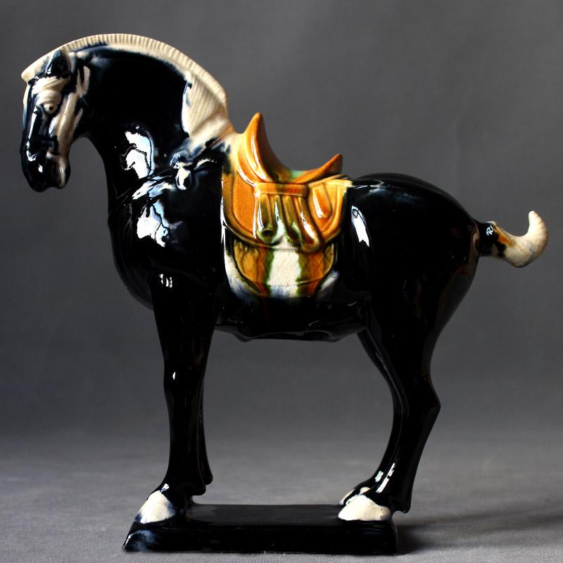 

Home Ornaments Chinese Tang Tri-color Glazed Ceramics War Horse Porcelain Statue Living Room Decoration Home Office Furnishings чорний