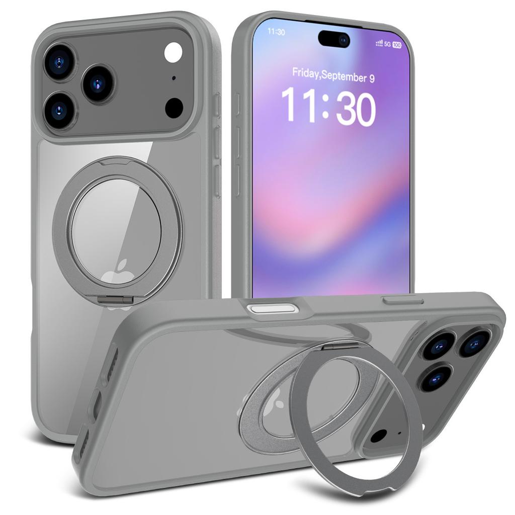 For IPhone17promax Magnetic Frosted Transparent 16plus for Apple Mobile Phone Case with Rotating Invisible Stand