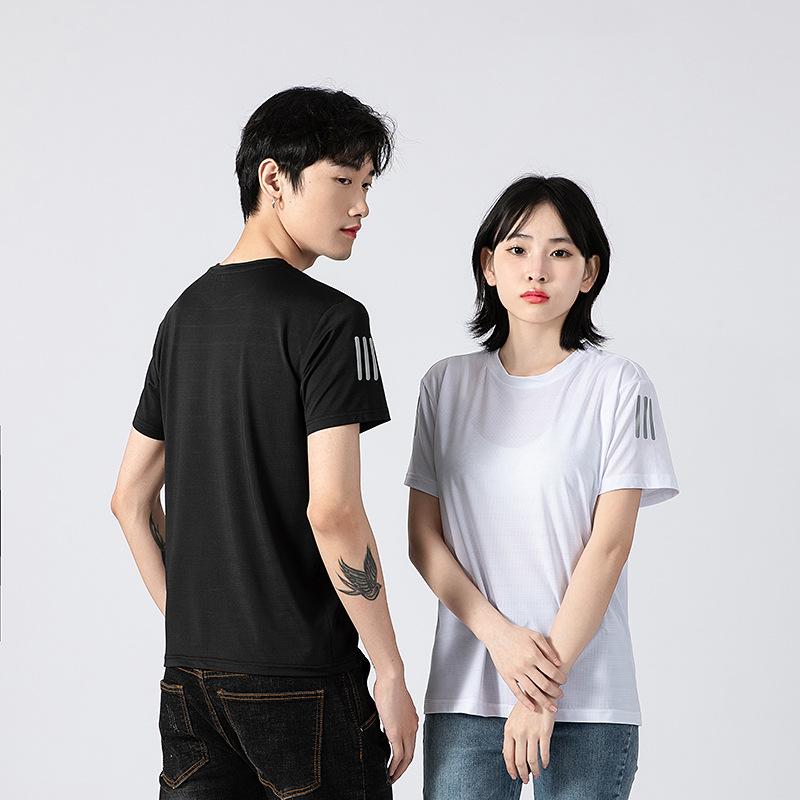 Ice Silk T-shirt Sports Running Fitness Quick-drying Breathable Large Size Outdoor Short-sleeved T-shirt