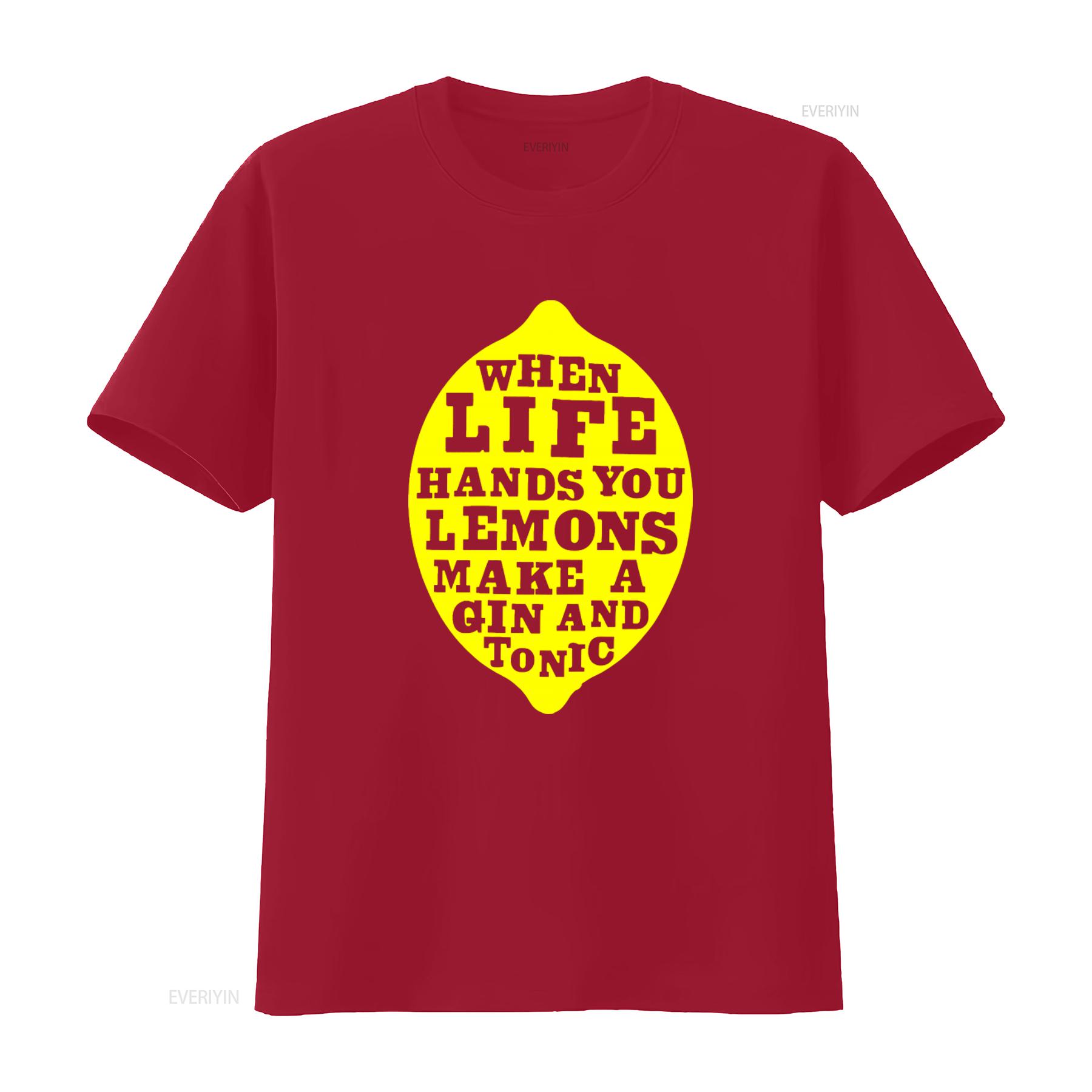 

Womens When Life Hands You Lemons Make A Gin And Tonic Funny T Shirt vintage Washed streetwear Stretched Unisex Soft S
