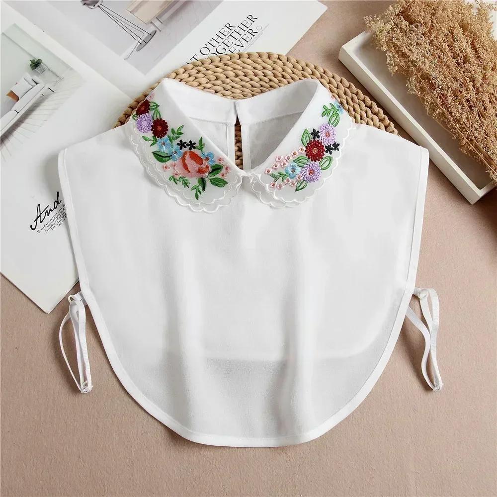 Fashion  Front Tie White Fake Collar for Women Stand Detachable Collar Fake Girls Vintage Lace Ladies False Blouse Collar
