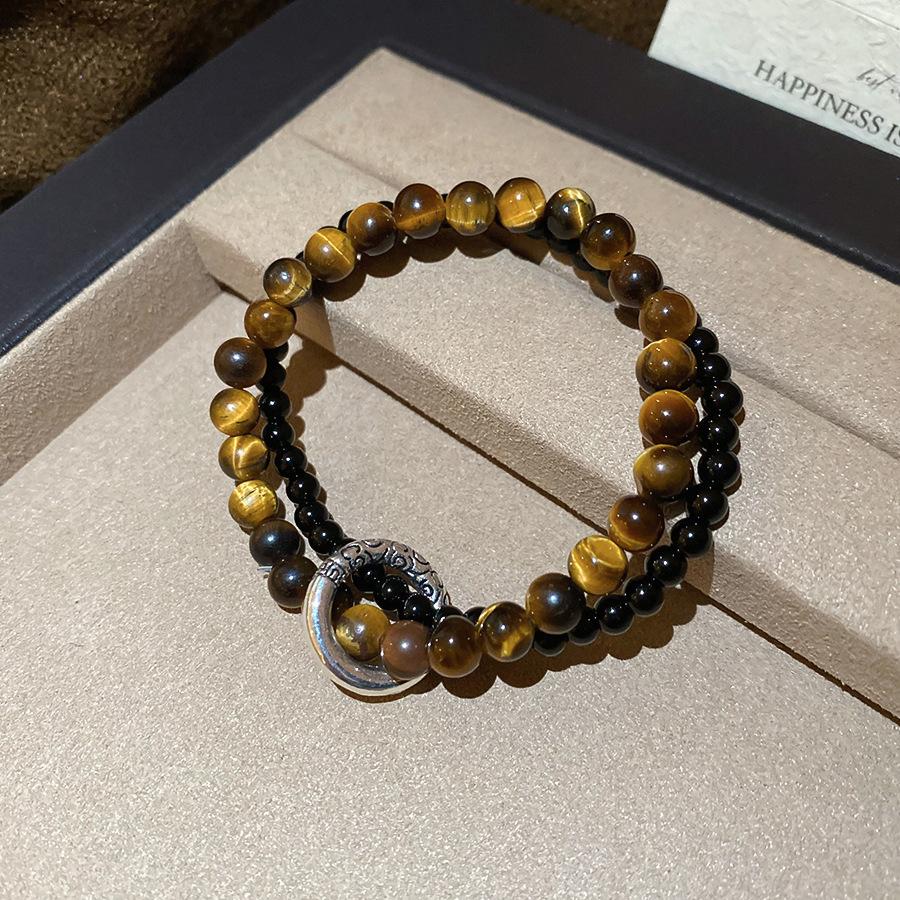 Vintage Maillard style geometric zircon tiger's eye stone beaded bracelet bracelet personalized jewelry